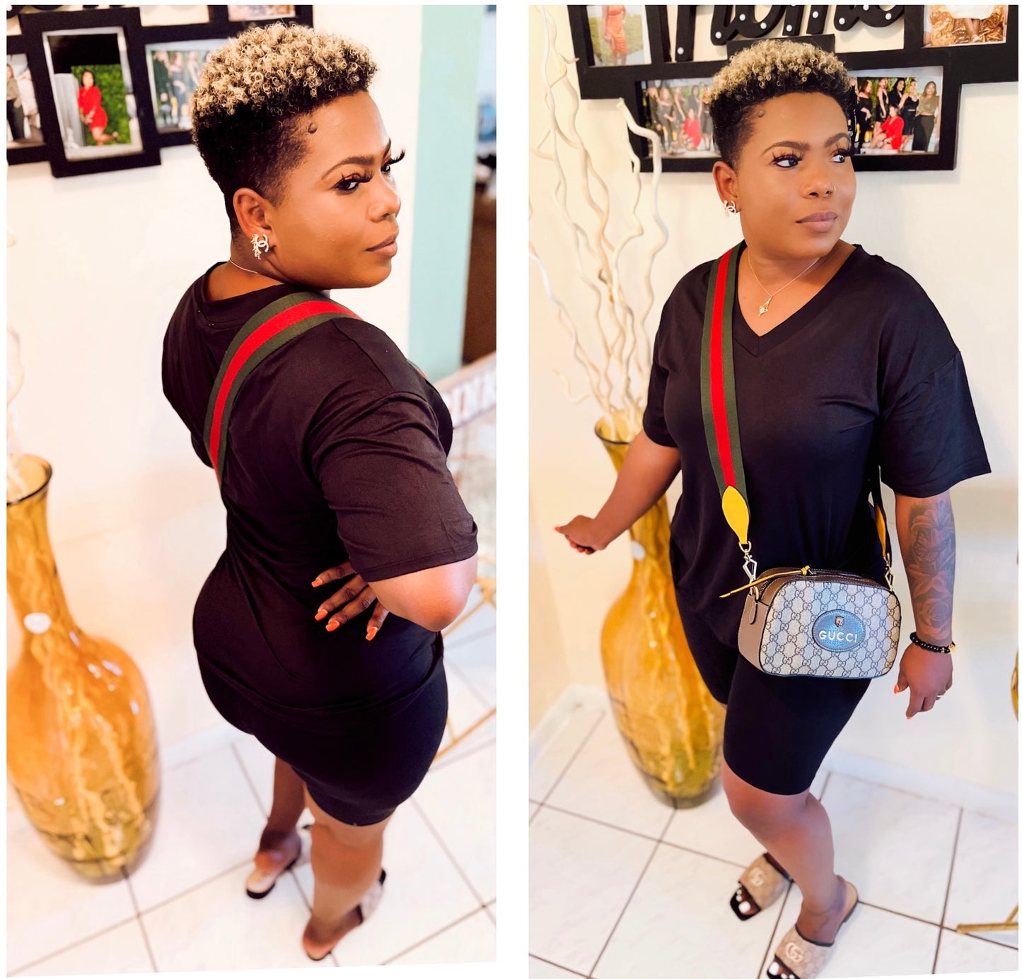 VNECK BIKE SHORT SET