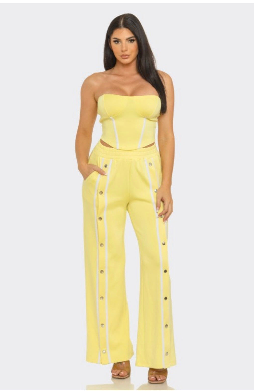 Stripe Tube Top Pants Set